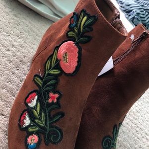 Floral booties, never worn